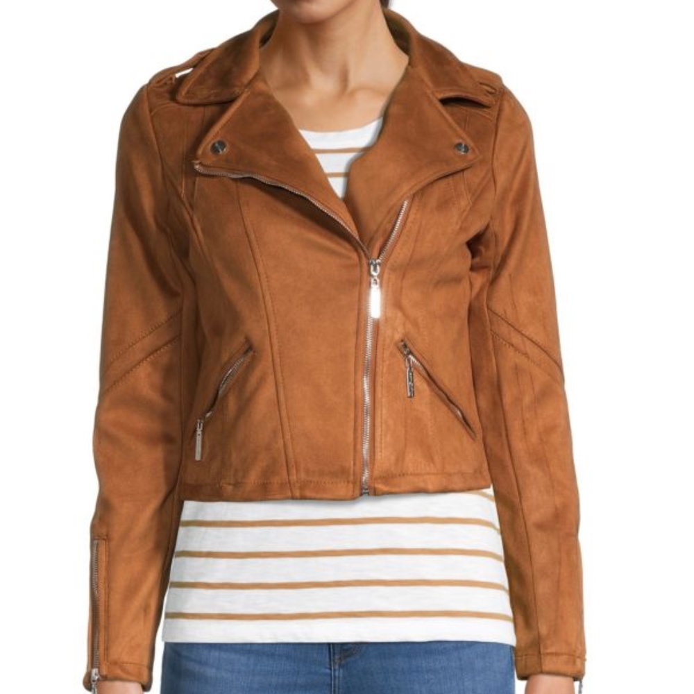 Faux Suede Cropped Moto Jacket - Picture 4 of 7